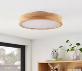 Lindby - plafondlamp hout- met dimmer - CCT  - 1licht - Eikenhout, kunststof - H: 10 cm - hout, wit - Inclusief lichtbron
