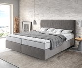 Bed Dream-Well Steengrijs 180x200 cm Microvezel stof met matras en topper boxspring-bed