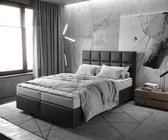 Boxspringbed Dream-Fine Lederimetat antraciet 140x200 met matras en topper