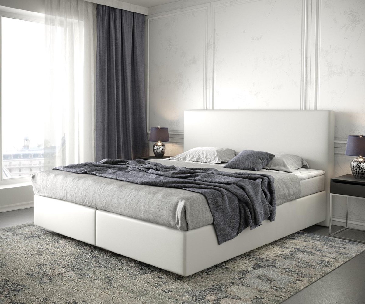 DELIFE Bed Dream Well Wit 180x200 cm Kunstleder met matras en topper boxspring bed