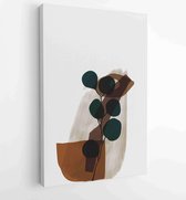 Botanical wall art vector set. Earth tone boho foliage line art drawing with abstract shape. 2 - Moderne schilderijen – Vertical – 1881805132 - 50*40 Vertical