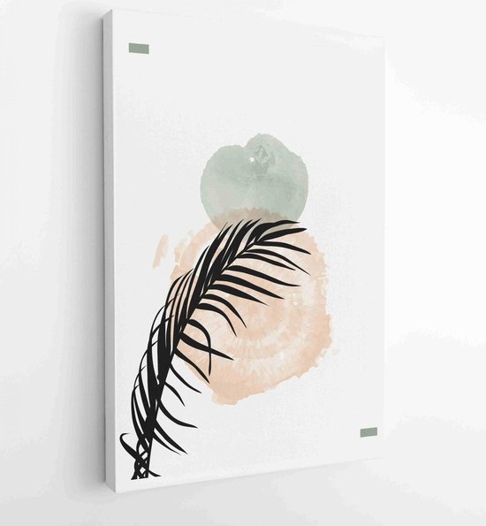 Botanical wall art vector set. Earth tone boho foliage line art drawing ...