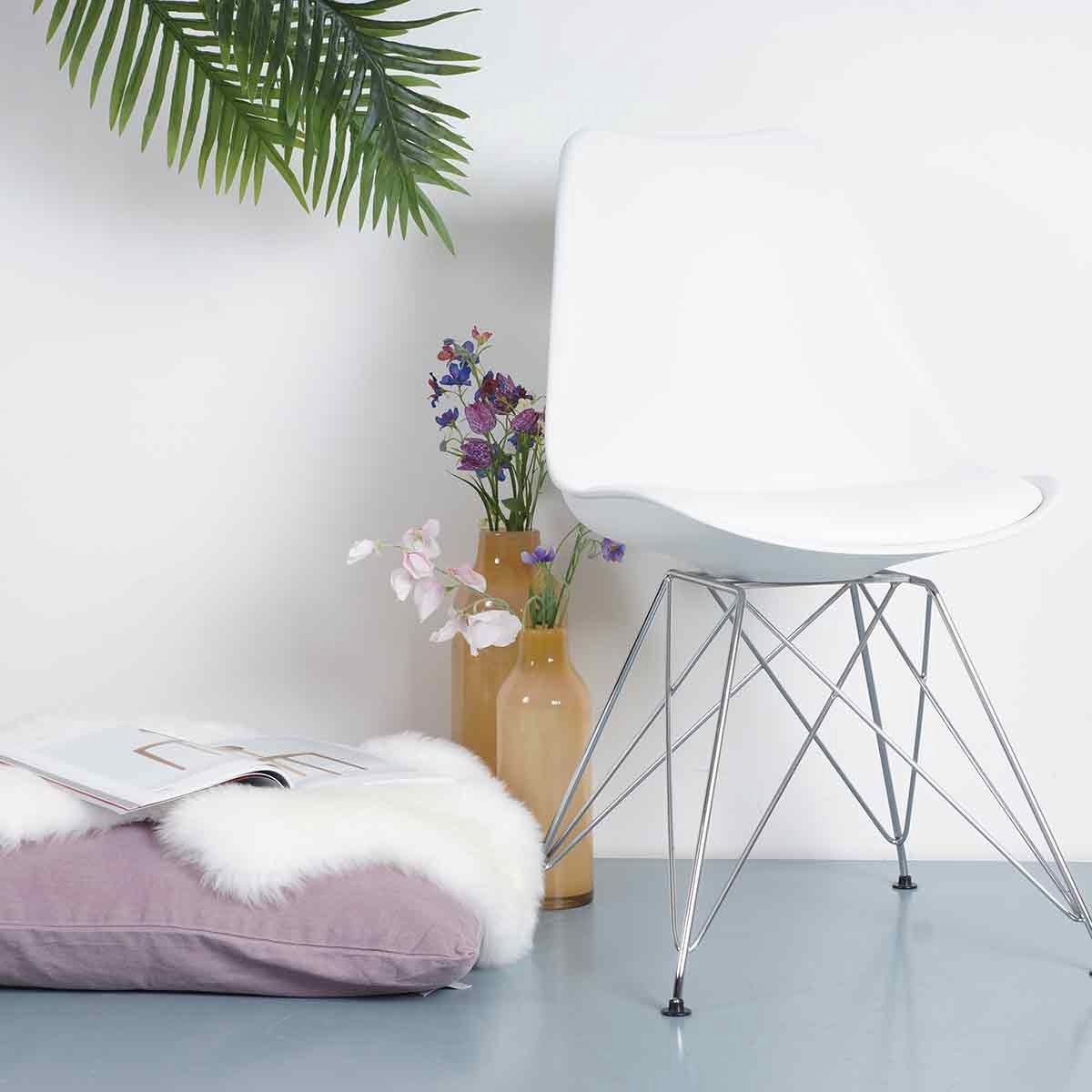 Essence Metal Eetkamerstoel wit - chroom onderstel