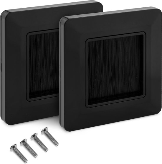 Entrée de câbles kwmobile - Set de 2 - Fermeture brosse - Cache pour câbles - Chemin de câbles avec brosses - Pour prises et câbles - Zwart