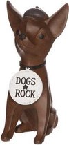 COSY & TRENDY - DECOHOND - DOGS ROCK - BRUIN RESINE - 12x11x23cm - RESIN