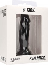Realrock – Realistische Dildo met Verdikte Schacht voor Anaal en Vaginaal Gebruik 15 cm – Zwart