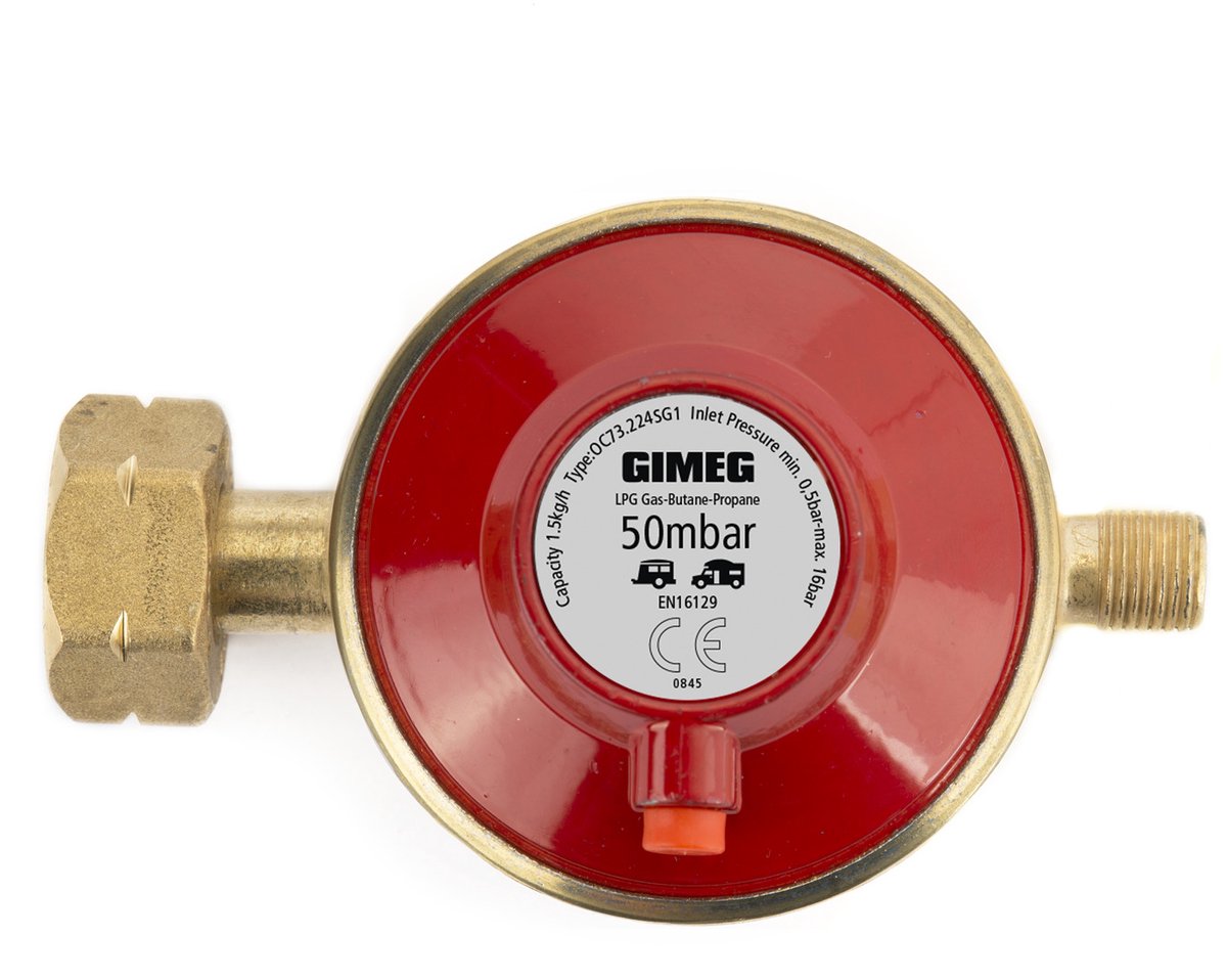 Gimeg gasdrukregelaar afblaasbeveiliging 50 mbar Kombi X 1/4 inch links