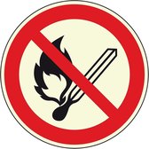 Lichtgevend roken en open vuur verboden bord - kunststof - P003 400 mm