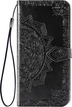 LG K61 Hoesje - Mobigear - Mandala Serie - Kunstlederen Bookcase - Zwart - Hoesje Geschikt Voor LG K61