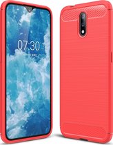 Nokia 2.3 Hoesje - Mobigear - Brushed Slim Serie - TPU Backcover - Rood - Hoesje Geschikt Voor Nokia 2.3