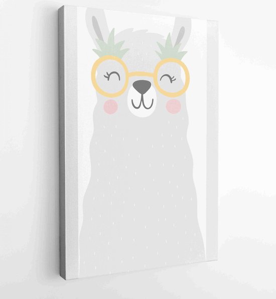 LLama vector print wearing glasses vector illustration. Summer hand-drawing print cute... | bol.com