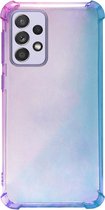 - ADEL Siliconen Back Cover Softcase Hoesje Geschikt voor Samsung Galaxy A52(s) (5G/ 4G) - Kleurovergang Blauw Paars