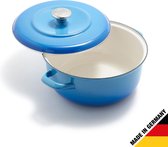 Merten & Storck Handgemaakte Duitse Braadpan O 26 cm/5L - Caribisch Blauw - Inductie