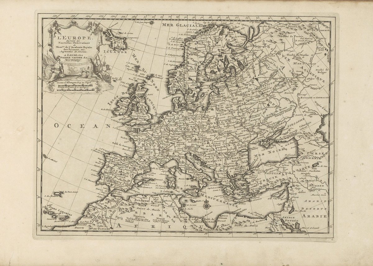 Esque Poster Historische Kaart Europa - 1669 - Large 50x70 - Plattegrond - Minerva en Apollo Losse Poster