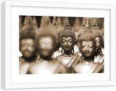 Foto in frame , Boeddha in de menigte , 120x80cm , Zwart wit , Premium print