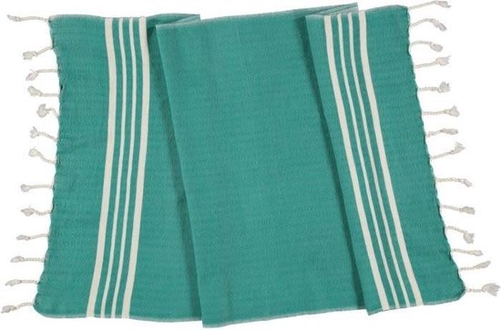 Kleine Hamamdoek Krem Sultan Petrol - 100x50cm - dunne katoenen handdoek - sneldrogende saunahanddoek (niet geschikt als lendendoek)