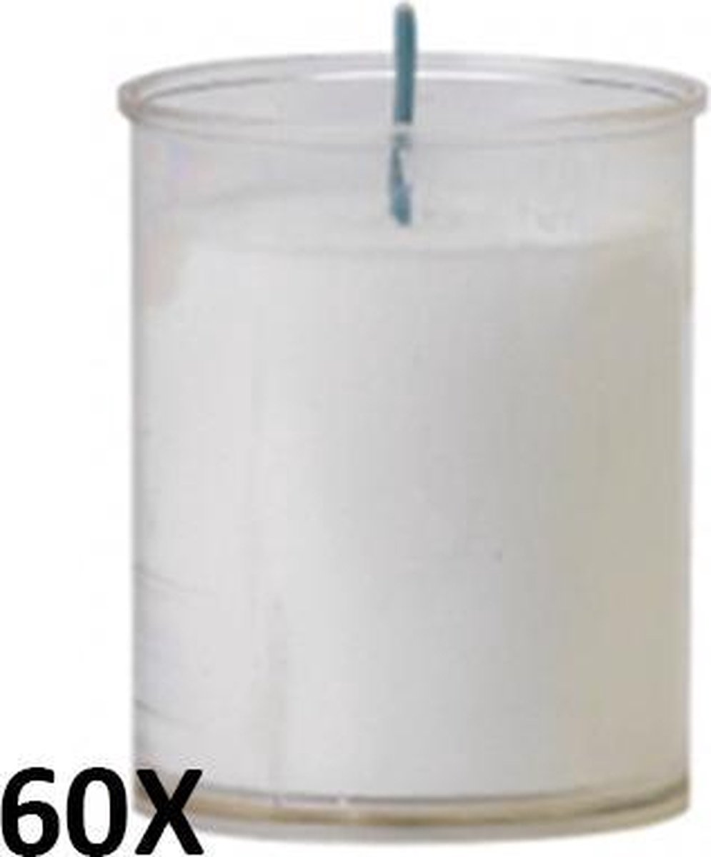 Smulders Deco 60 stuks refill kaarsen in transparante houders 64/51 (24 uur) transparant