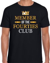 Member of the fourties club cadeau t-shirt - zwart - heren - 40 jaar verjaardag kado shirt / outfit 2XL