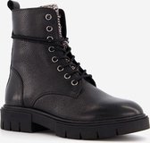 Groot leren meisjes veterboots met stippen - Zwart - Maat 30 - Echt leer