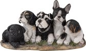 Clayre & Eef Decoratie Beeld Honden 33*12*17 cm Zwart, Wit Kunststof Decoratief Figuur Decoratieve Accessoires Woonaccessoires