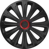 Wieldoppen 15 inch - Trend Zwart & Rood - 4 stuks