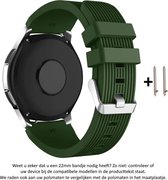 Donker Groen 22mm siliconen sporthorloge bandje geschikt voor 22mm smartwatches van verschillende bekende merken (zie lijst met compatibele modellen in producttekst) - Maat: zie foto - gespsluiting – Army Green rubber smartwatch strap Horlogebandje
