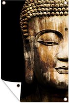 Muurdecoratie Boeddha - Standbeeld - Goud - 120x180 cm - Tuinposter - Tuindoek - Buitenposter