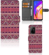 Étui pour téléphone portable OPPO Reno5 Z | Bookcase A94 5G Violet Aztèque