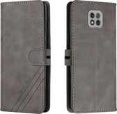 Voor Motorola Moto G Power 2021 Stiksels Stijl 2-Kleur Koe Textuur Horizontale Flip PU Lederen Case met Houder & Kaartsleuf & Lanyard (Grijs)