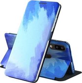 Voor Samsung Galaxy A20/A30 Spanning Aquarel Patroon Huid Voelen Magnetische Horizontale Flip PU Lederen Case met Houder (Blauw)