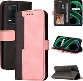 Voor OPPO Realme 8 5G/V13 5G/Q3 5G/Q3i 5G Zakelijke Stiksels-Kleur Horizontale Flip PU Lederen Case met Houder & Kaartsleuven & Fotolijst & Lanyard (Roze)