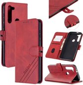 Voor Motorola Moto G8 Stiksels Stijl 2-Kleur Koe Textuur Horizontale Flip PU Lederen Case met Houder & Kaartsleuf & Lanyard (Rood)