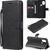 Voor Motorola Moto G10/G30 Effen Kleur Horizontale Flip Beschermende Lederen Case met Houder & Kaartsleuven & Portemonnee & Fotolijst & Lanyard (Zwart)