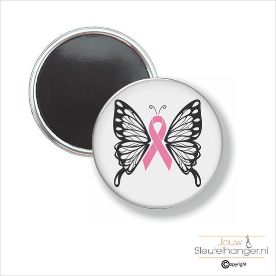 Button Met Magneet 58 MM - Vlinder Pink Ribbon - NIET VOOR KLEDING | bol.com