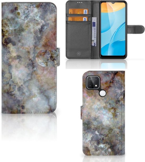 Étui pour téléphone portable OPPO A15 Book Cover Marbre Grijs