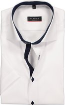 ETERNA modern fit overhemd - korte mouw - heren overhemd fijn Oxford - wit (blauw gestipt contrast) - Strijkvrij - Boordmaat: 45