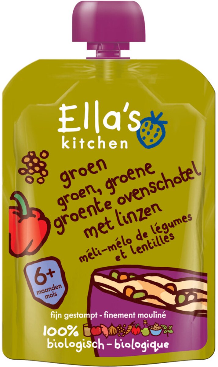 Ella's Kitchen Biologisch Maaltijdzakje 6+m Groene Groente Ovenschotel Linzen 130 gr