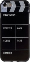 GadgetBay Movie hoesje iPhone 7 8 Filmklapper cover Zwart wit Silicone TPU case