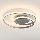 Lindby - LED plafondlamp- met dimmer - aluminium, silicone - H: 7 cm - titaankleurig, wit