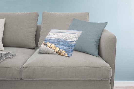 Sierkussen Mer des Wadden pour l'intérieur - Moutons sur la digue de la mer des Wadden - 50x30 cm - Coussin intérieur rectangulaire en coton