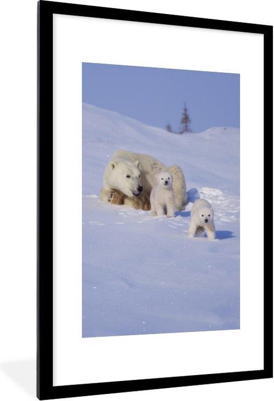 Ours polaire avec deux petits ludiques dans la neige 60x90 cm