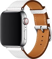 Compatible apple watch bandje - By Qubix - Lederen bandje - Wit - Geschikt voor Apple Watch 38mm / 40mm / 41mm - Apple watch series 3/4/5/6/7