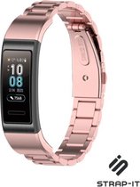 Stalen Smartwatch bandje - Geschikt voor  Huawei band 3 / 4 Pro stalen band - rosé pink - Strap-it Horlogeband / Polsband / Armband