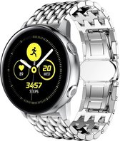 Stalen Smartwatch bandje - Geschikt voor  Samsung Galaxy Watch Active stalen draak band - zilver - Horlogeband / Polsband / Armband