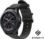 Nylon Smartwatch bandje - Geschikt voor Strap-it Samsung Galaxy Watch 45mm / 46mm nylon gesp band - zwart - Strap-it Horlogeband / Polsband / Armband