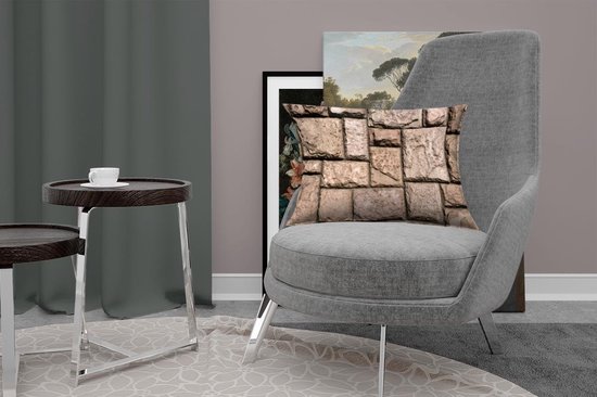 Sierkussen Murs en pierre pour usage intérieur - Mur avec différentes pierres - 50x30 cm - Coussin intérieur rectangulaire en coton