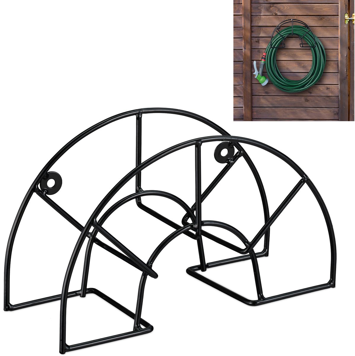 Bol.com Slanghouder - voor 45 m 5/8" tuinslang - staal - waterslanghouder - zwart aanbieding