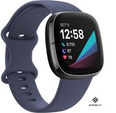 Siliconen Smartwatch bandje - Geschikt voor  Fitbit Versa 3 siliconen bandje - grijsblauw - Maat: L - Strap-it Horlogeband / Polsband / Armband