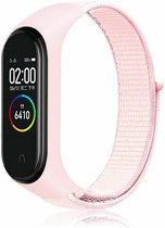 Nylon Smartwatch bandje - Geschikt voor  Xiaomi Mi Band 5 nylon bandje - lichtroze - Horlogeband / Polsband / Armband