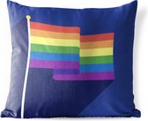 Buitenkussens - Tuin - Een illustratie van een vlag in de kleuren van de regenboog - 50x50 cm